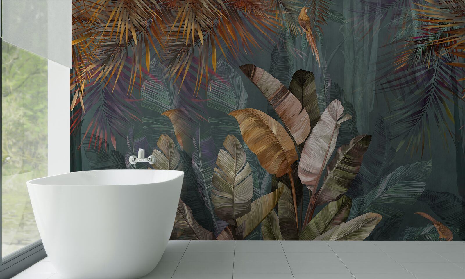 Papier peint feuilles tropicales géantes