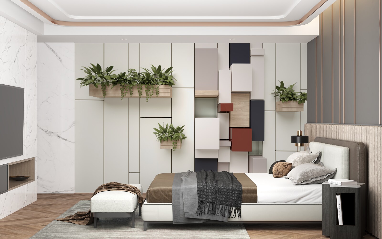 Papier peint plantes vertes en pots