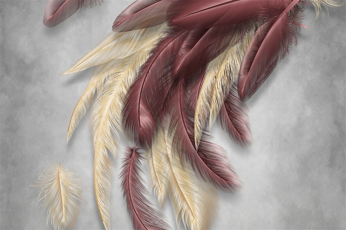 Papier peint des plumes dans les tons or et violet