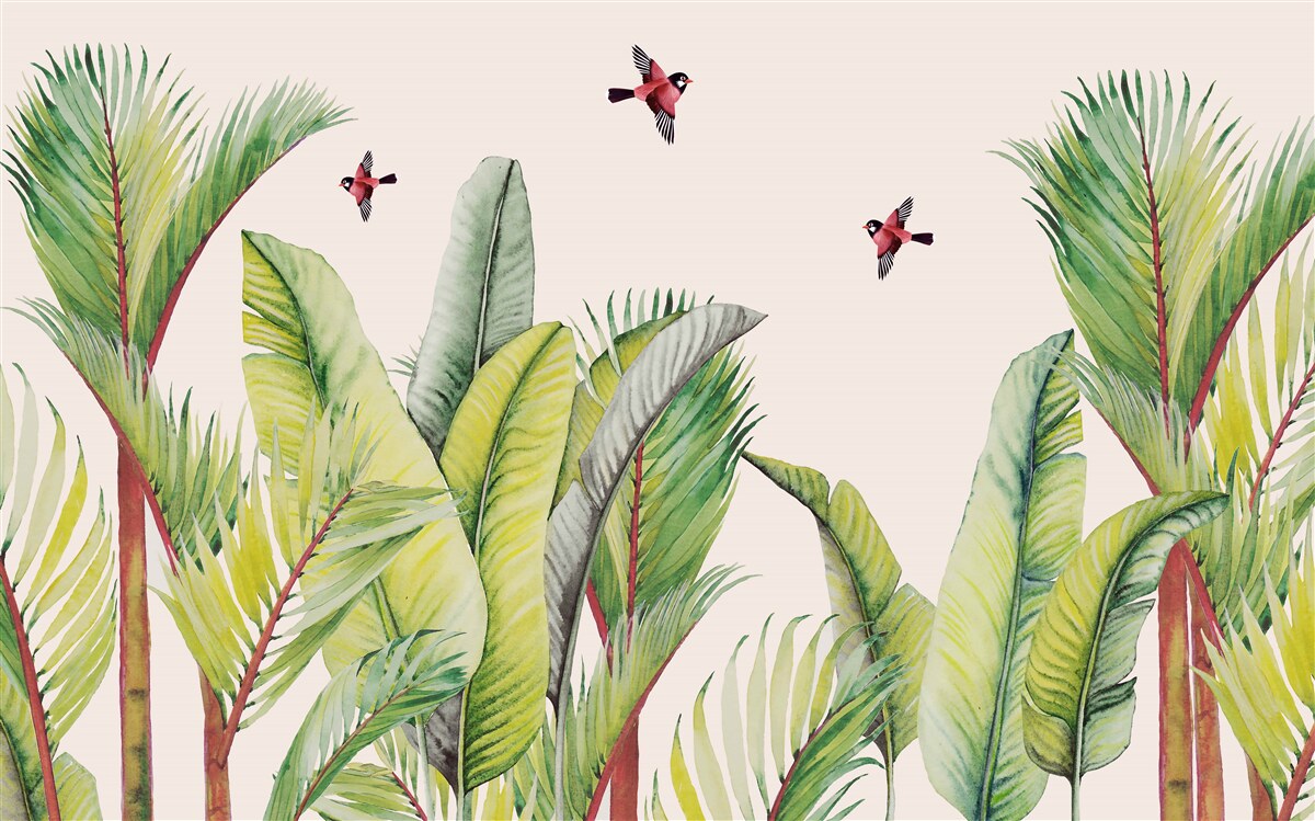 Papier peint la verdure sous les ailes des oiseaux