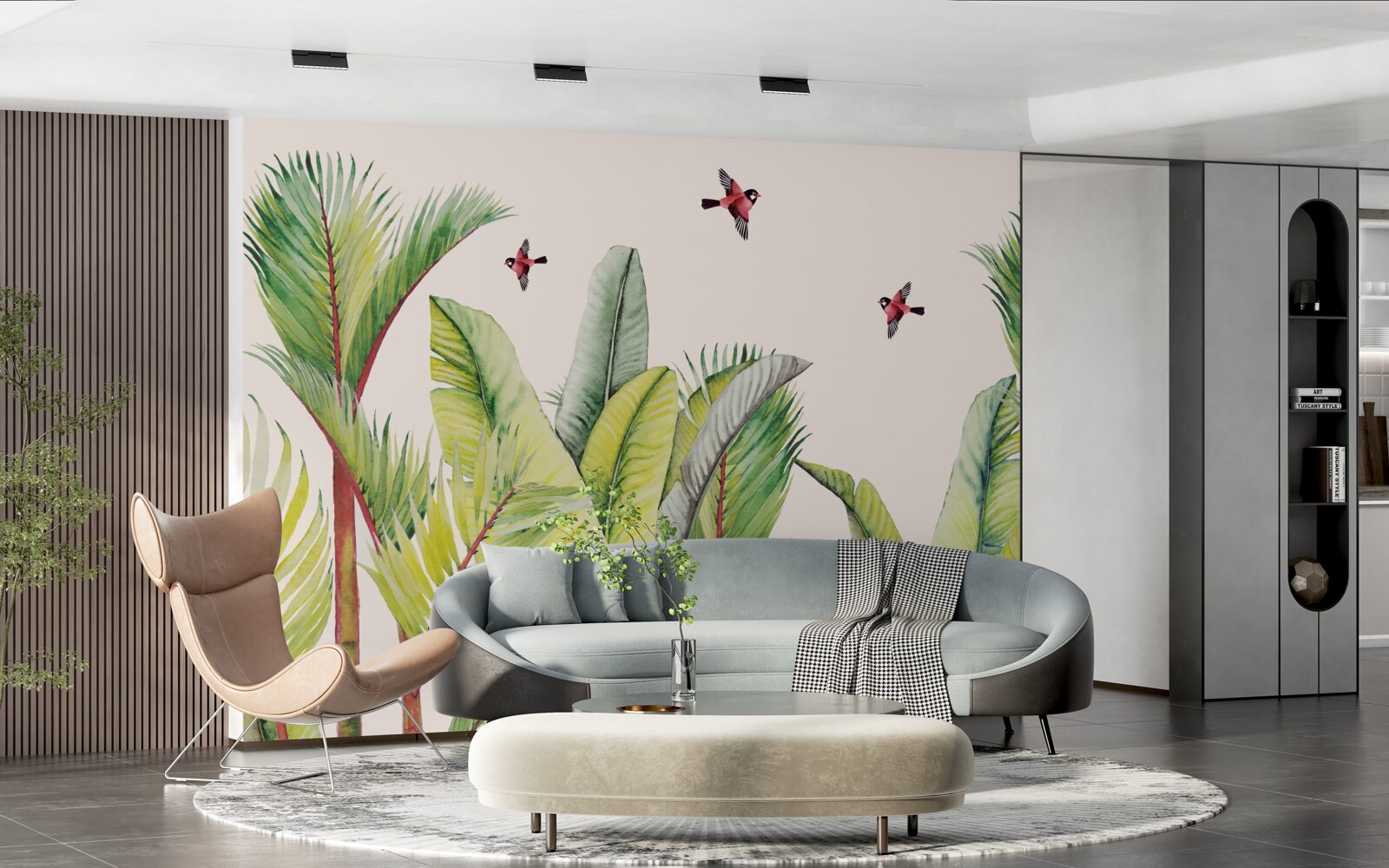 Papier peint la verdure sous les ailes des oiseaux