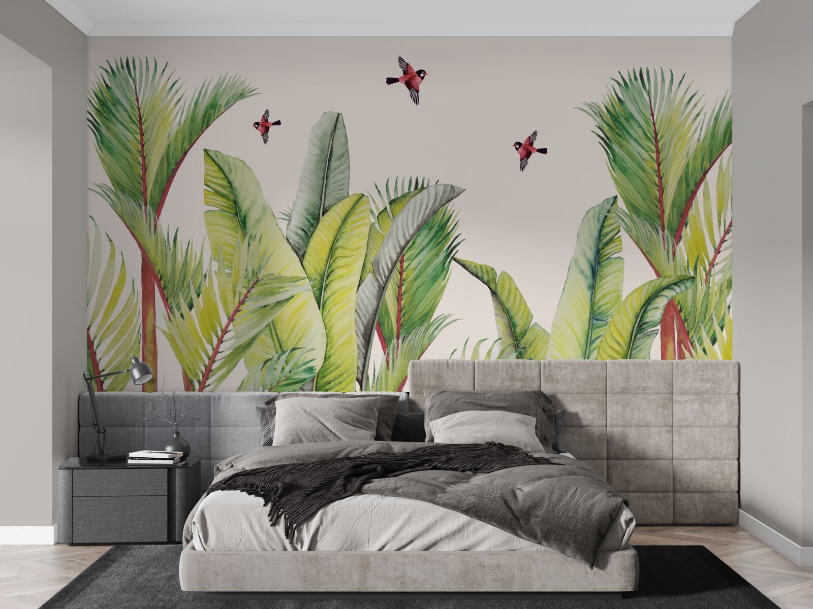 Papier peint la verdure sous les ailes des oiseaux