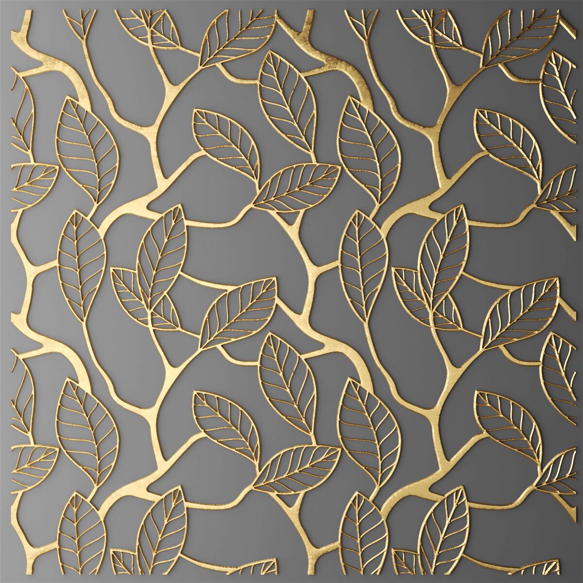 Papier peint des branches et des feuilles de couleur dorée