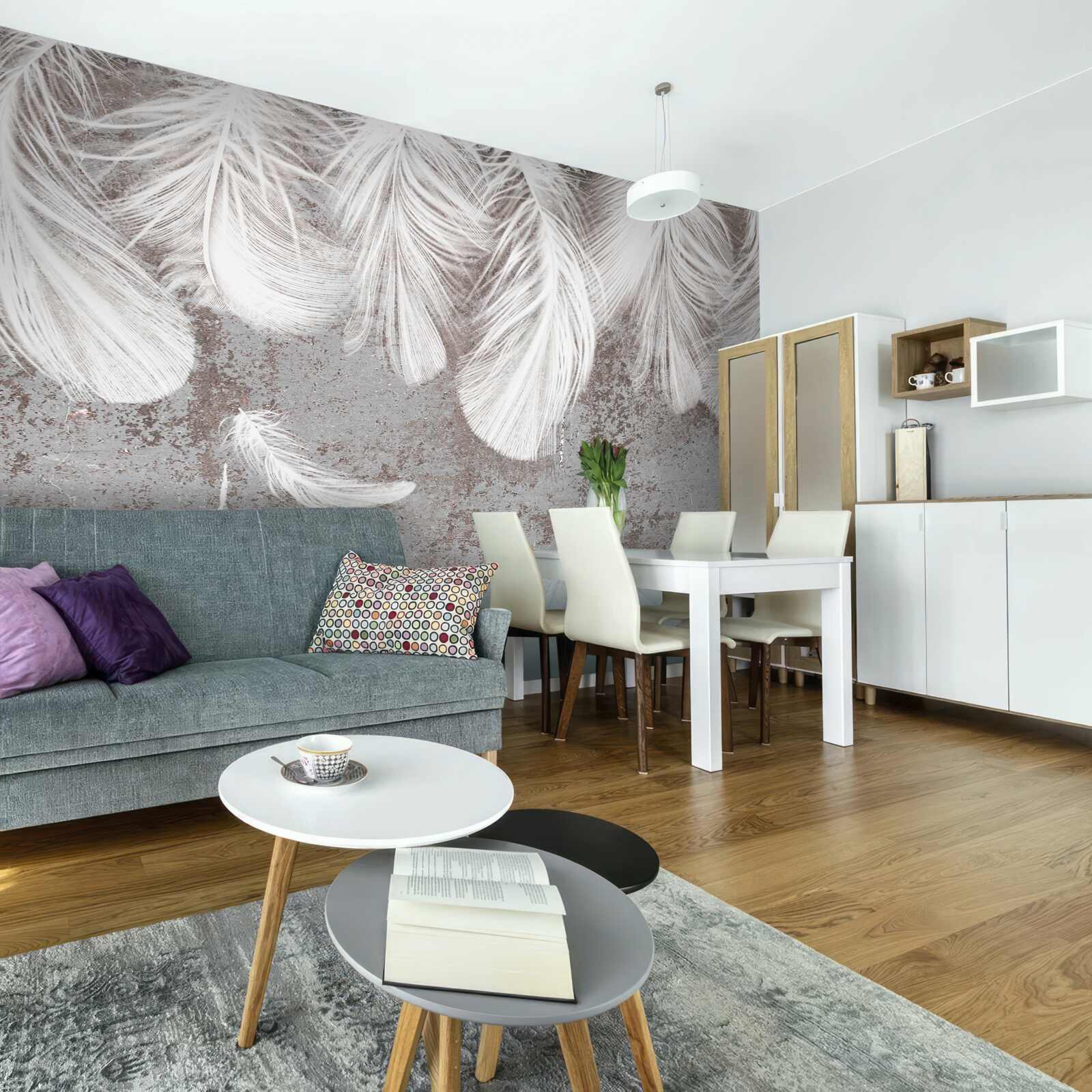 Papier peint les plumes qui s'installent sont blanches et duveteuses