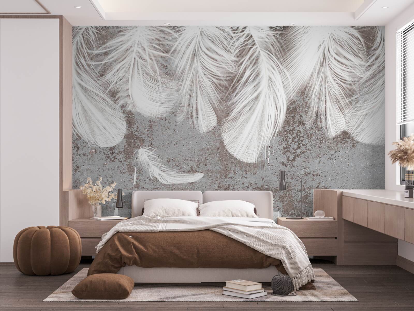 Papier peint les plumes qui s'installent sont blanches et duveteuses