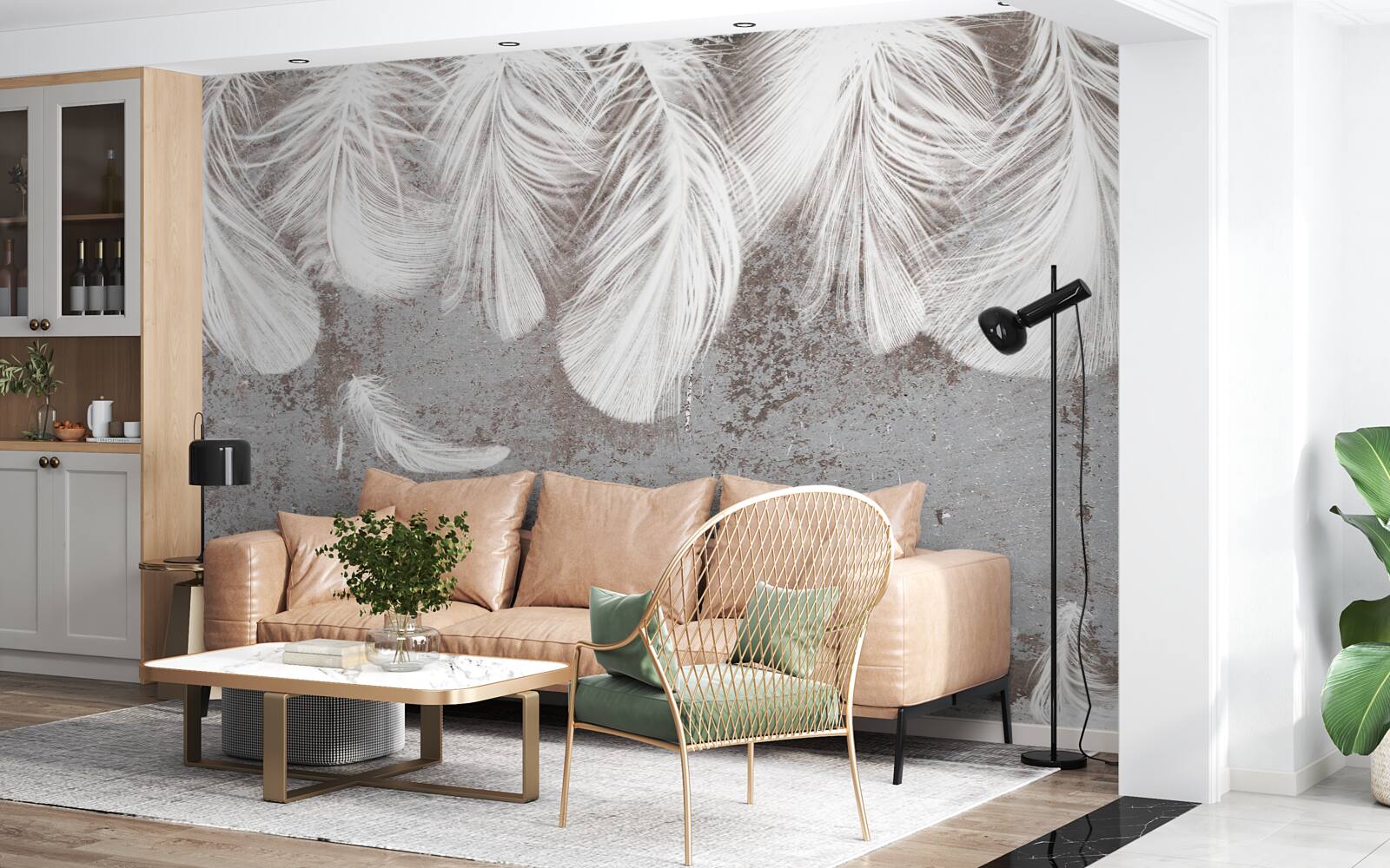 Papier peint les plumes qui s'installent sont blanches et duveteuses