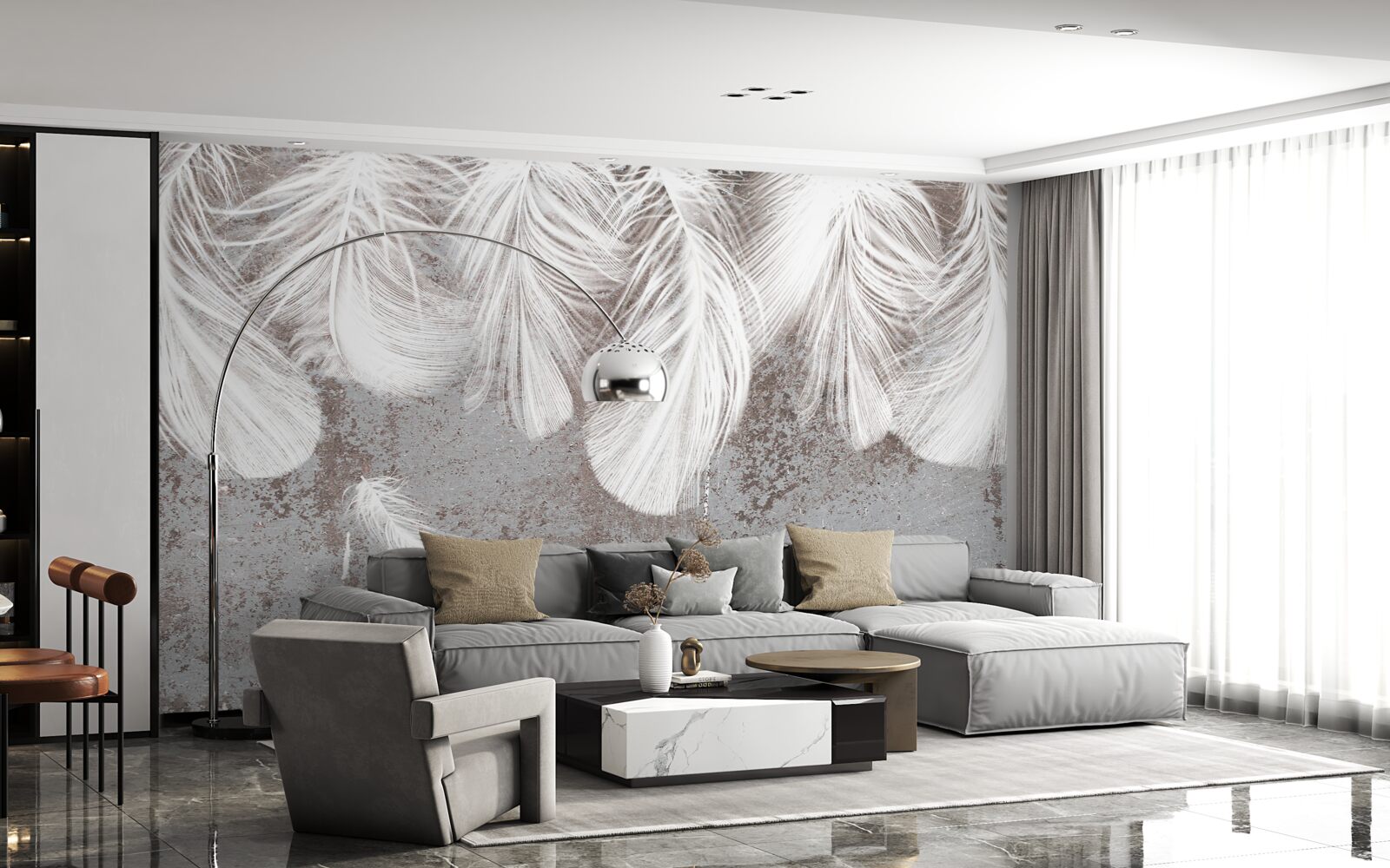 Papier peint les plumes qui s'installent sont blanches et duveteuses