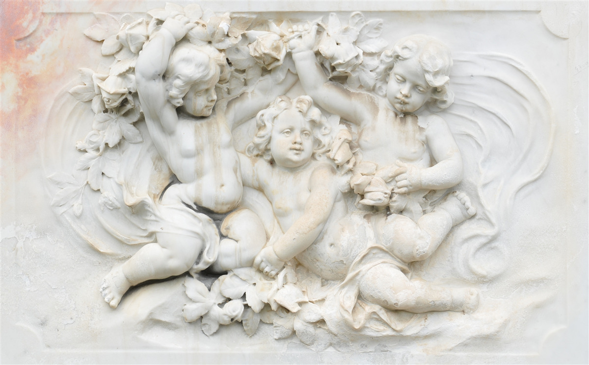 Papier peint sculptures d'anges en pierre