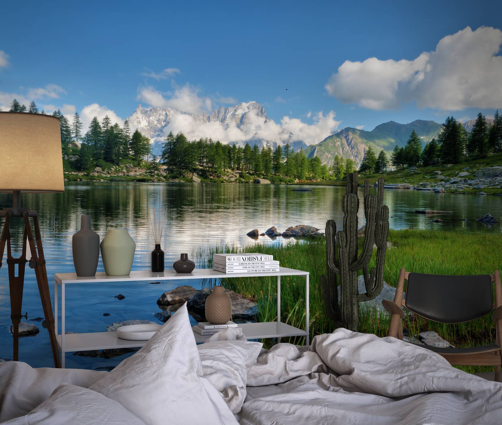 Papier peint panorama de montagne avec vue sur la rivière