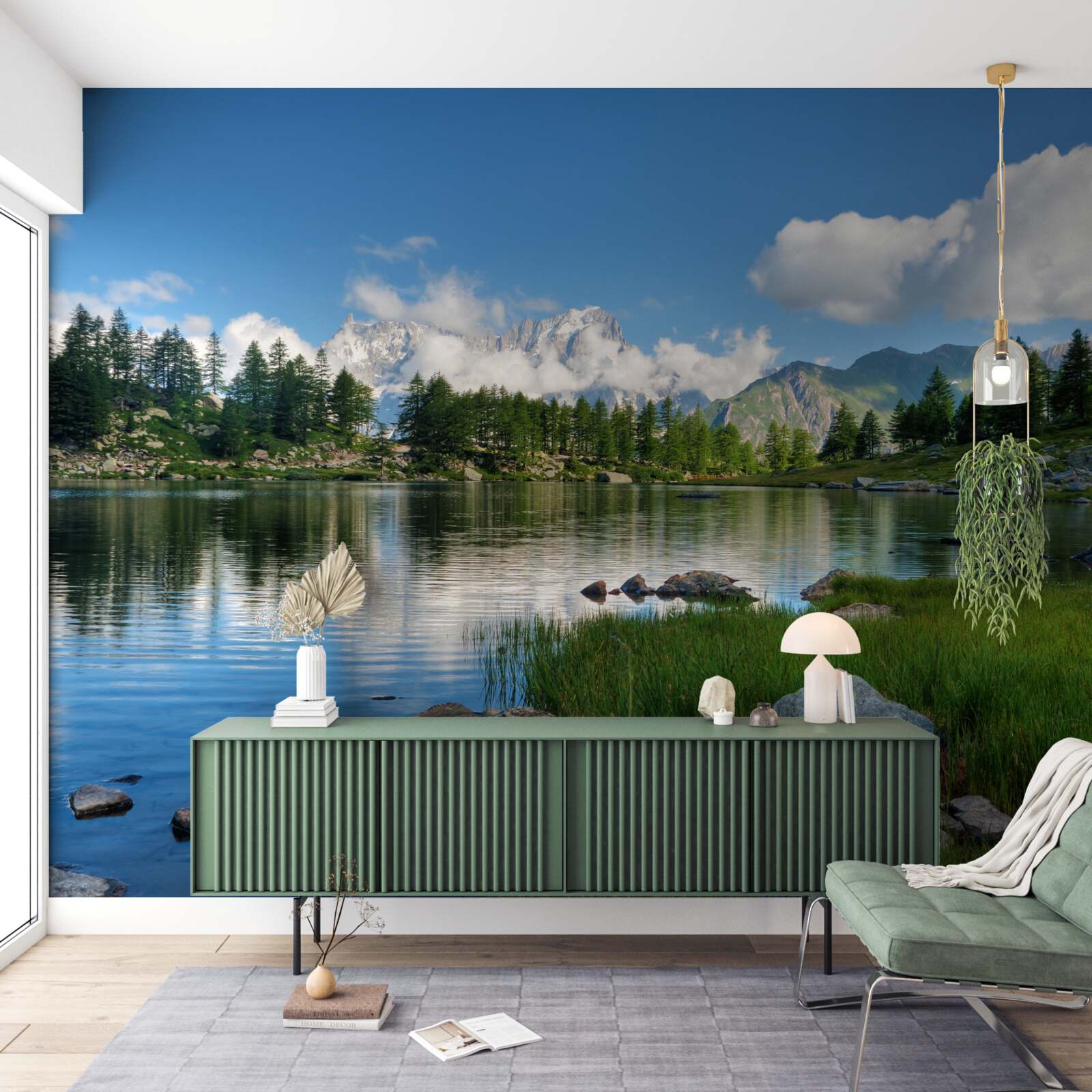 Papier peint panorama de montagne avec vue sur la rivière