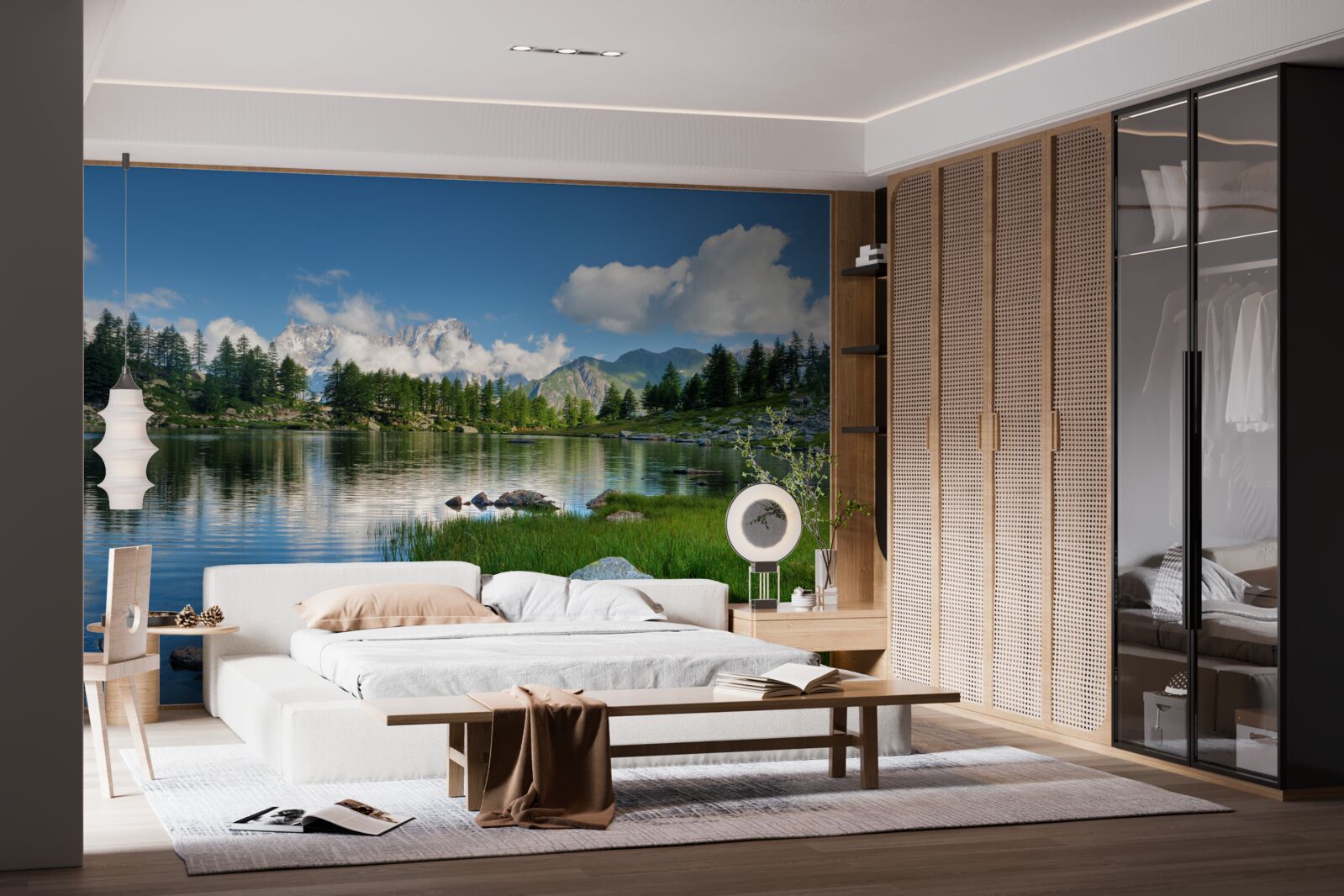 Papier peint panorama de montagne avec vue sur la rivière