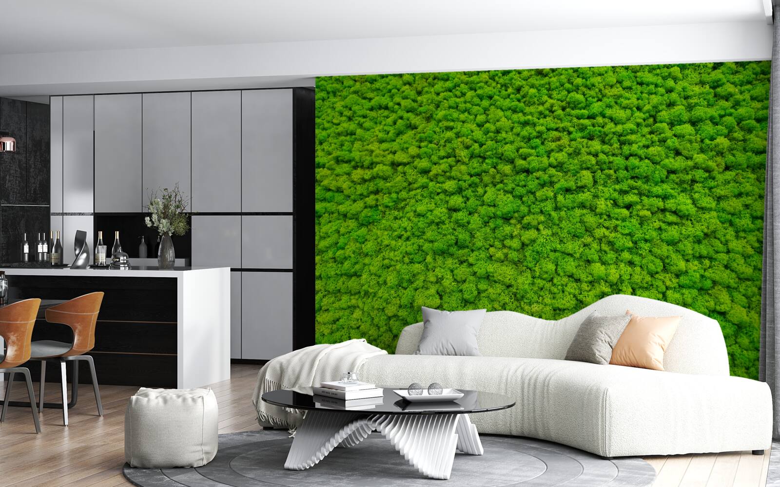 Papier peint vue d'une feuille verte depuis un point élevé