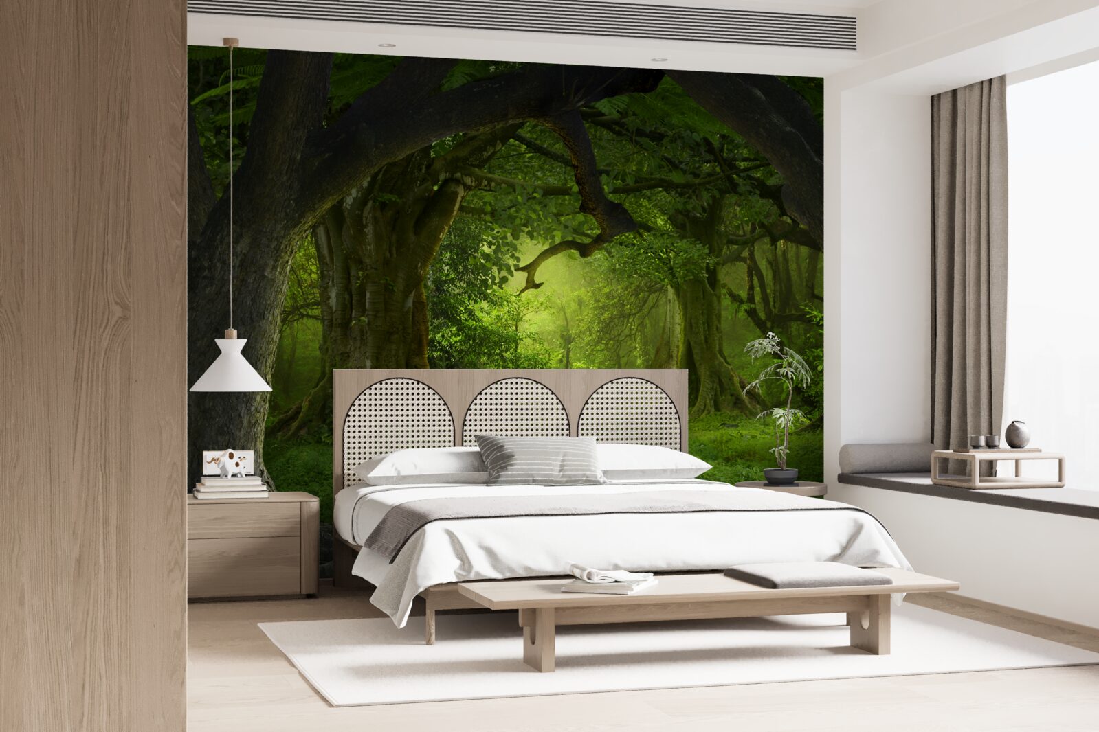 Papier peint forêt verte de conte de fées