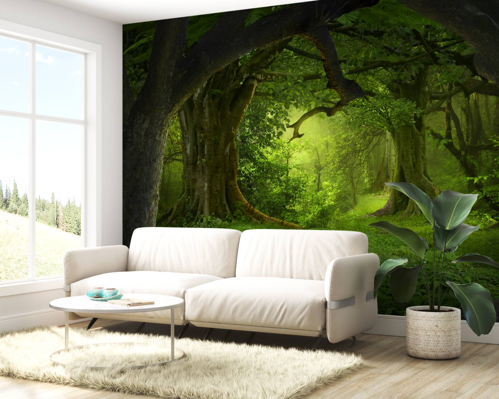 Papier peint forêt verte de conte de fées