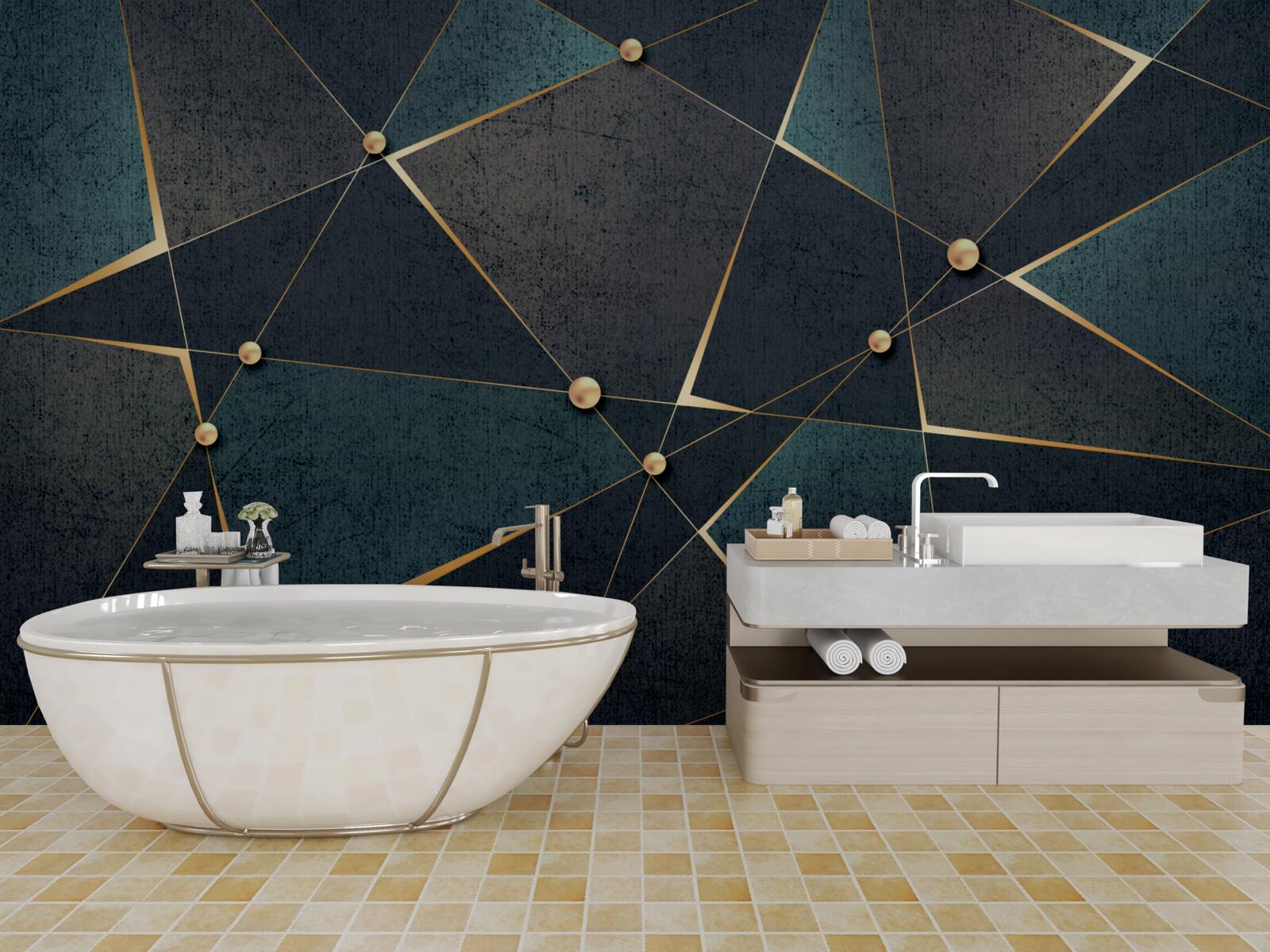 Papier peint diamants verts de luxe