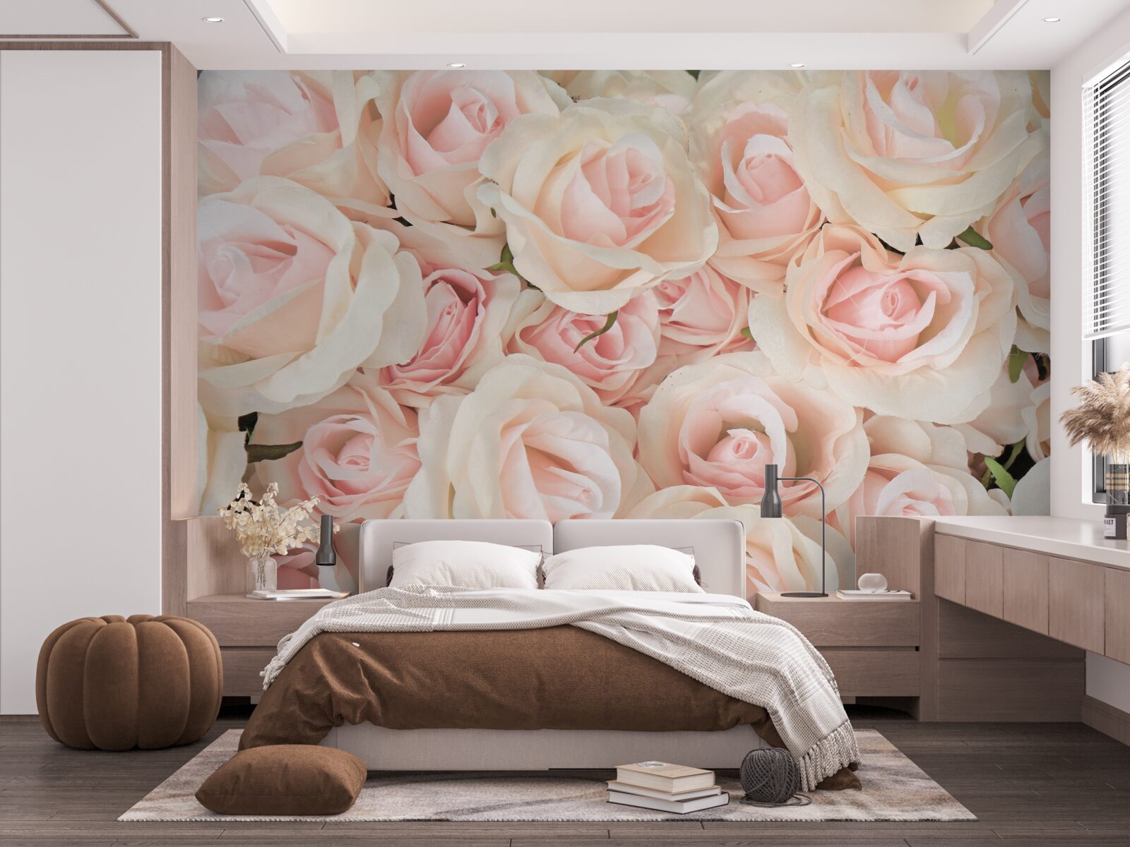 Papier peint de nombreuses roses roses délicates