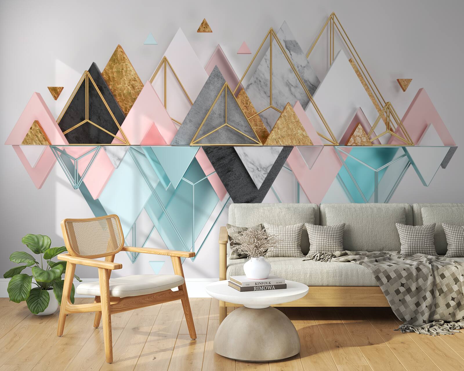 Papier peint des images abstraites sous forme de triangles multicolores
