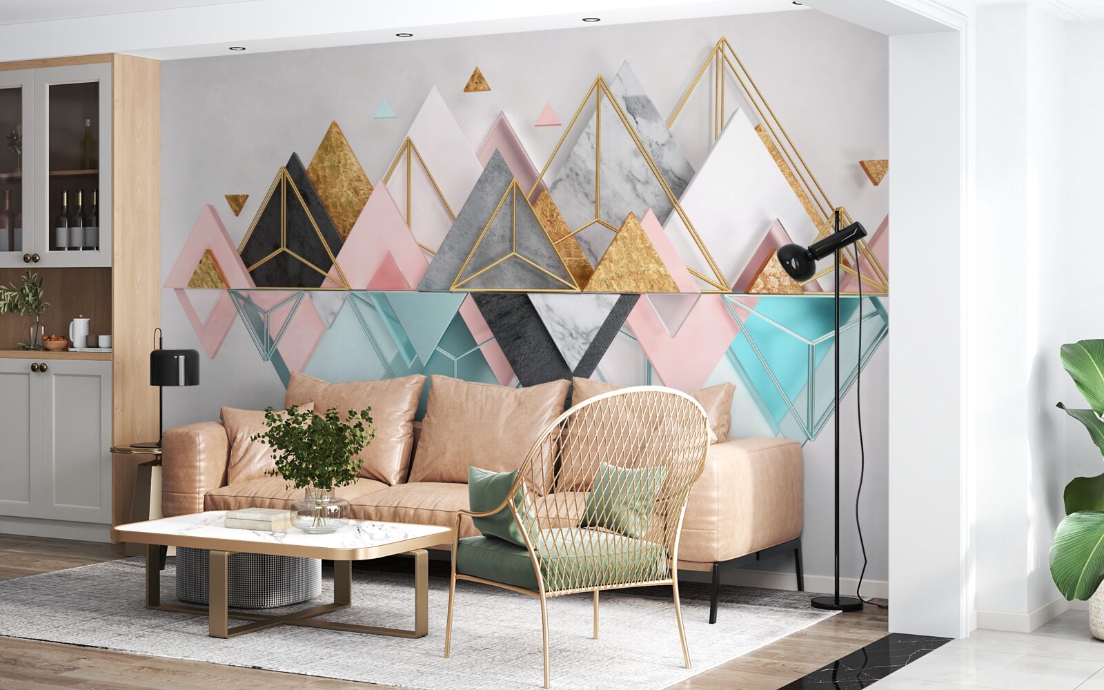 Papier peint des images abstraites sous forme de triangles multicolores