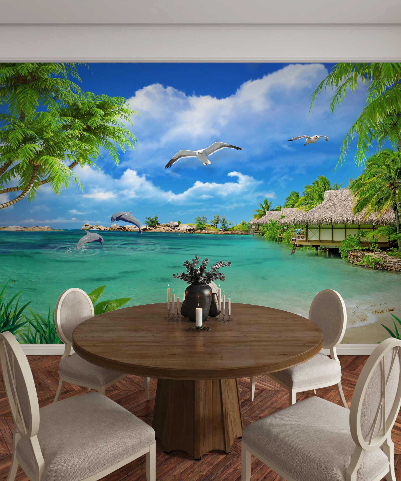 Papier peint bungalow d'été sur la plage