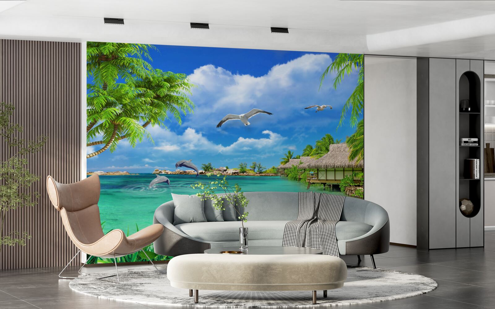 Papier peint bungalow d'été sur la plage