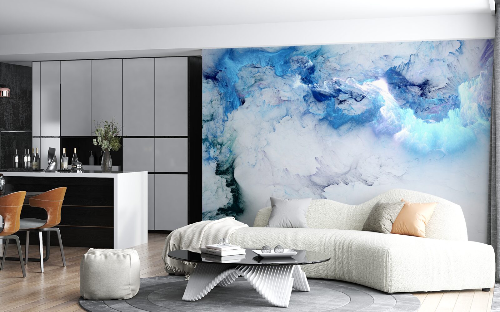 Papier peint fond abstrait pittoresque fait de liquide coloré