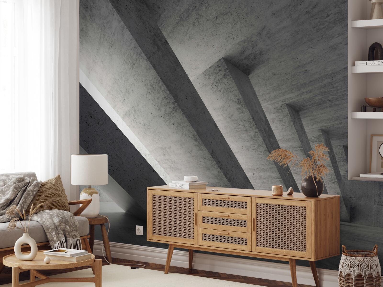 Papier peint tunnel gris en style architectural