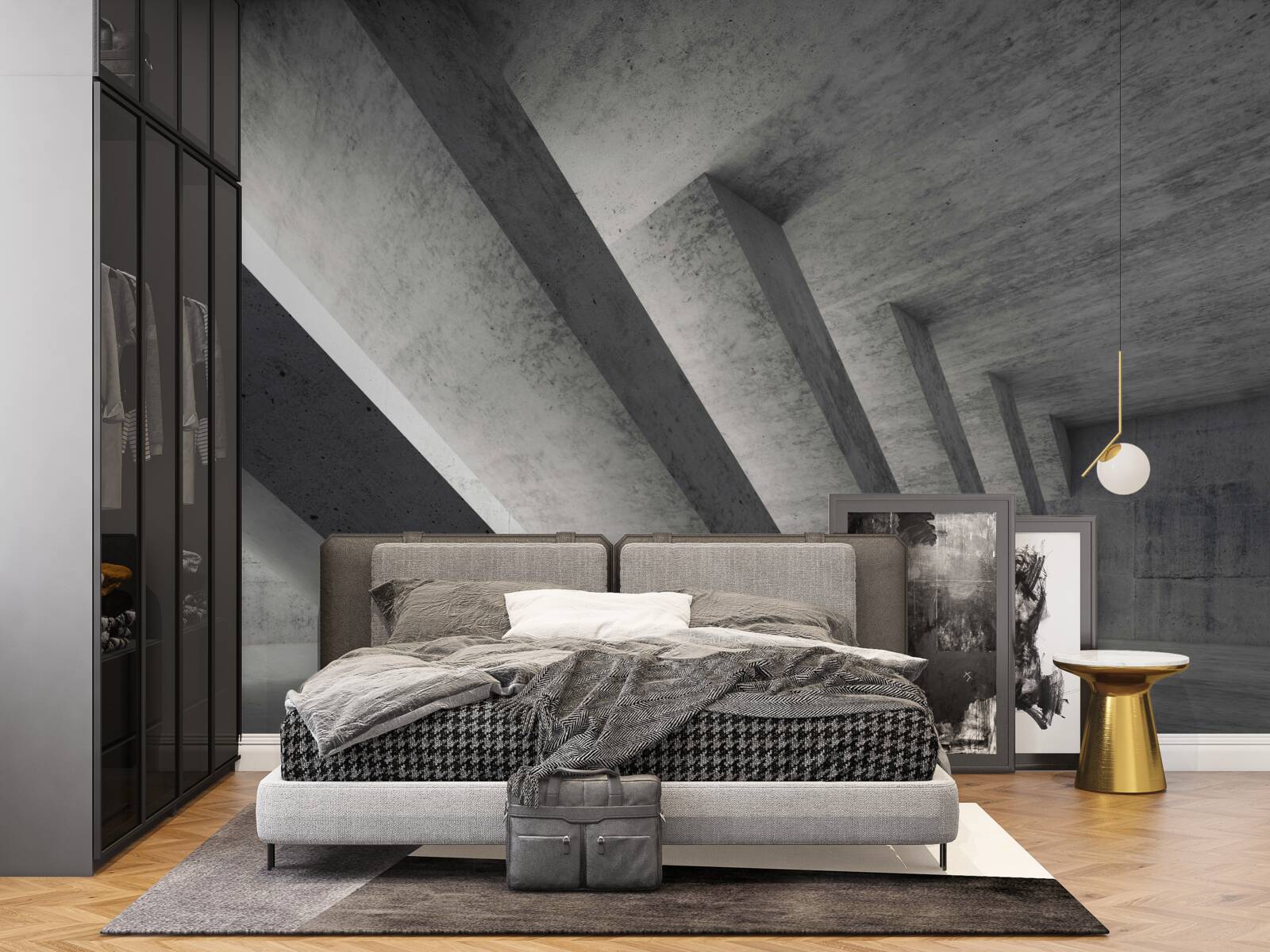Papier peint tunnel gris en style architectural