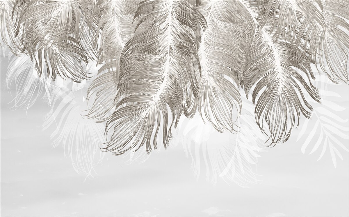 Papier peint plumes suspendues dans l'air en dessous