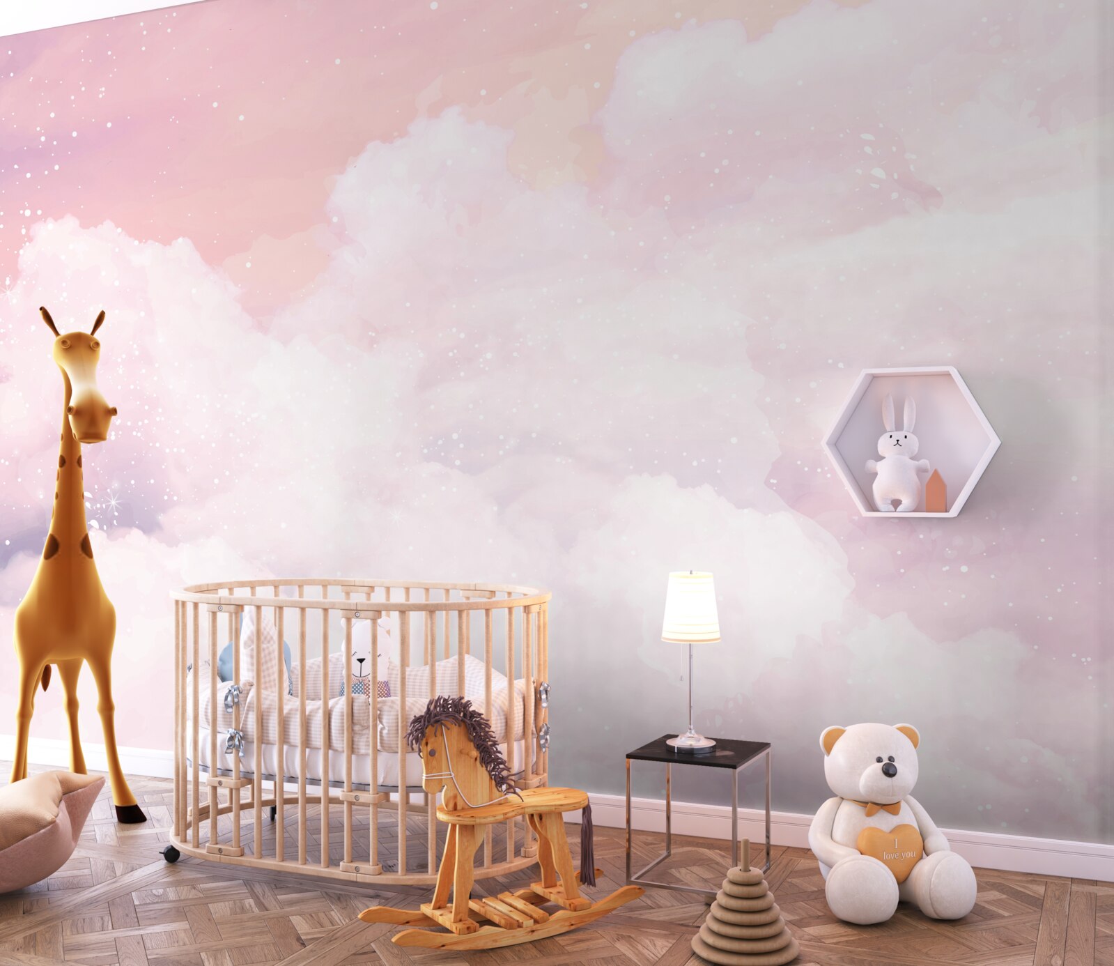 Papier peint la douceur des nuages roses et blancs