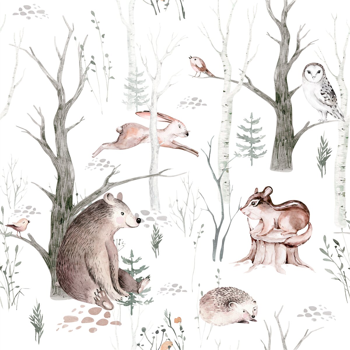 Papier peint forêt d'animaux