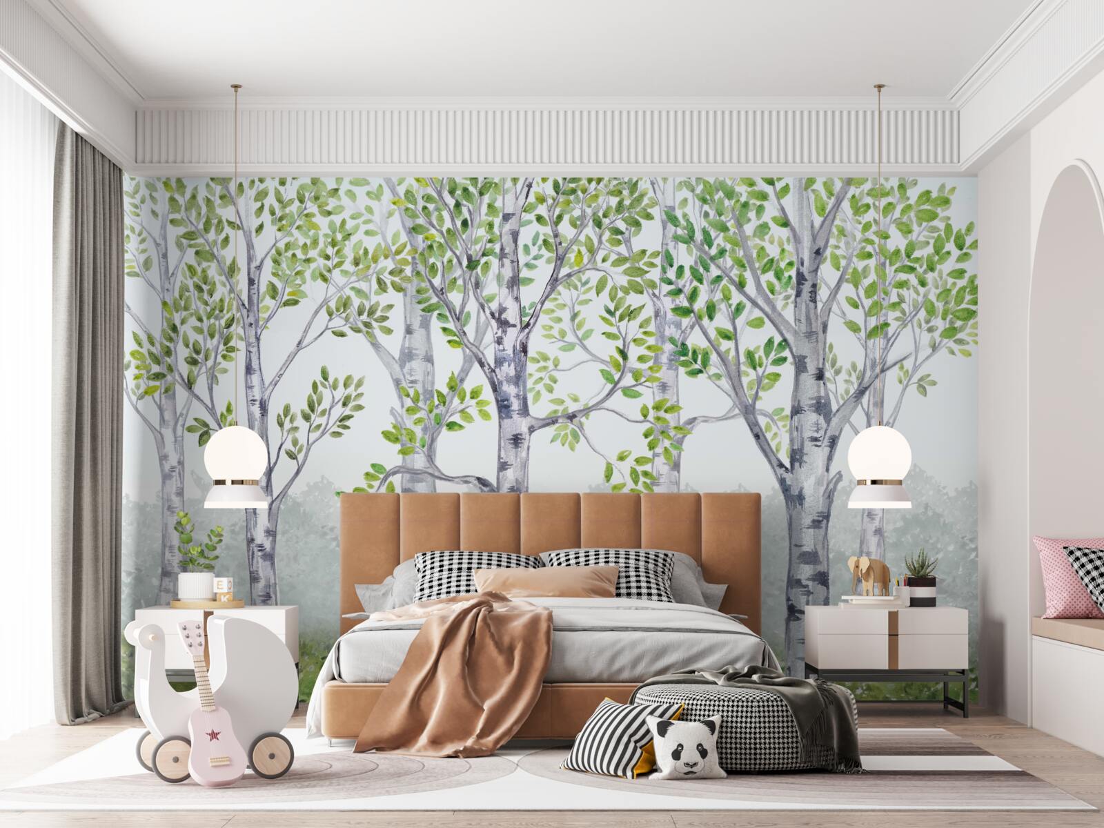 Papier peint forêt de bouleaux
