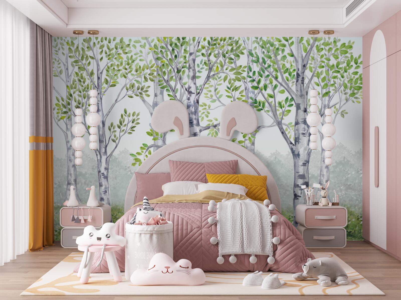 Papier peint forêt de bouleaux