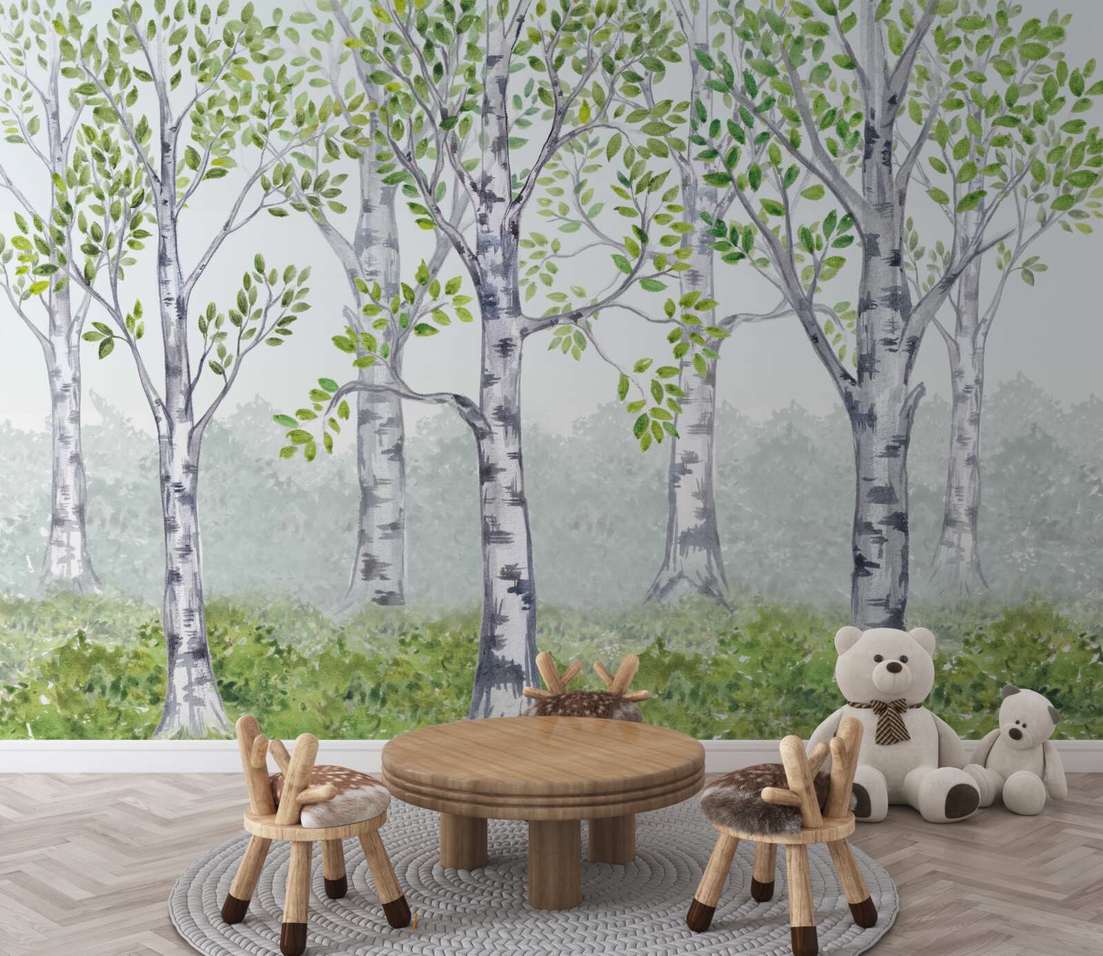 Papier peint forêt de bouleaux