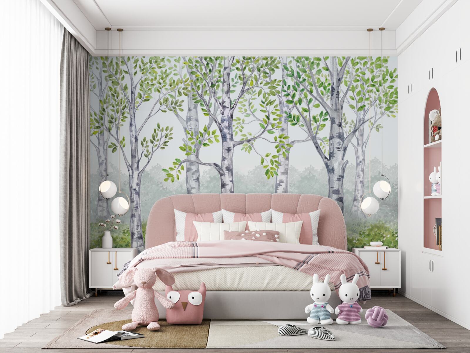 Papier peint forêt de bouleaux