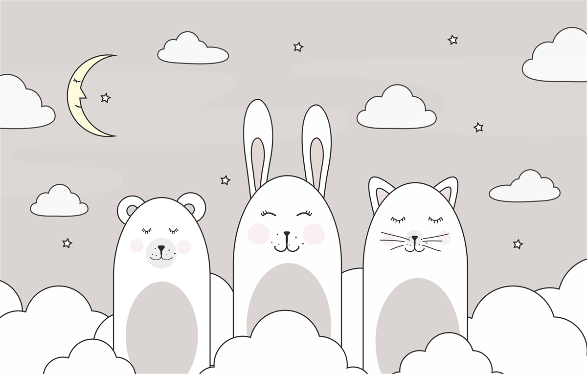 Papier peint De mignons petits animaux s'endorment