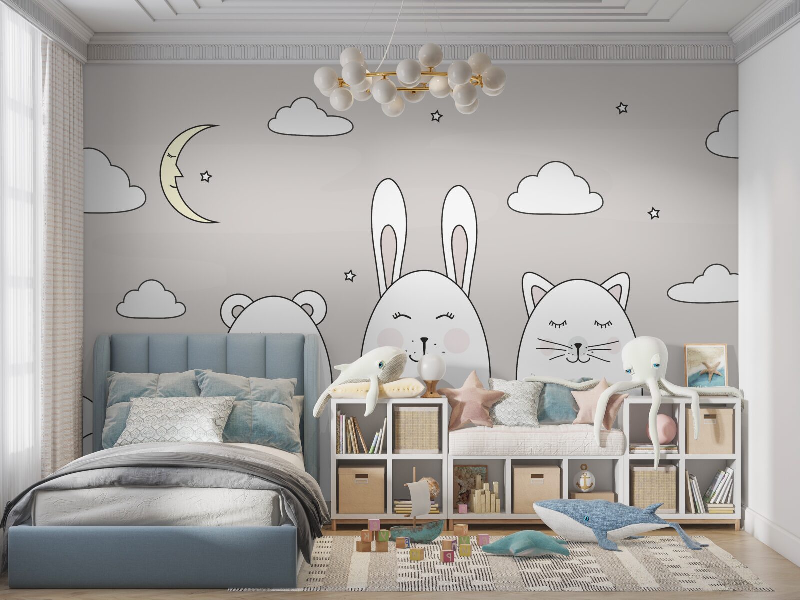 Papier peint De mignons petits animaux s'endorment