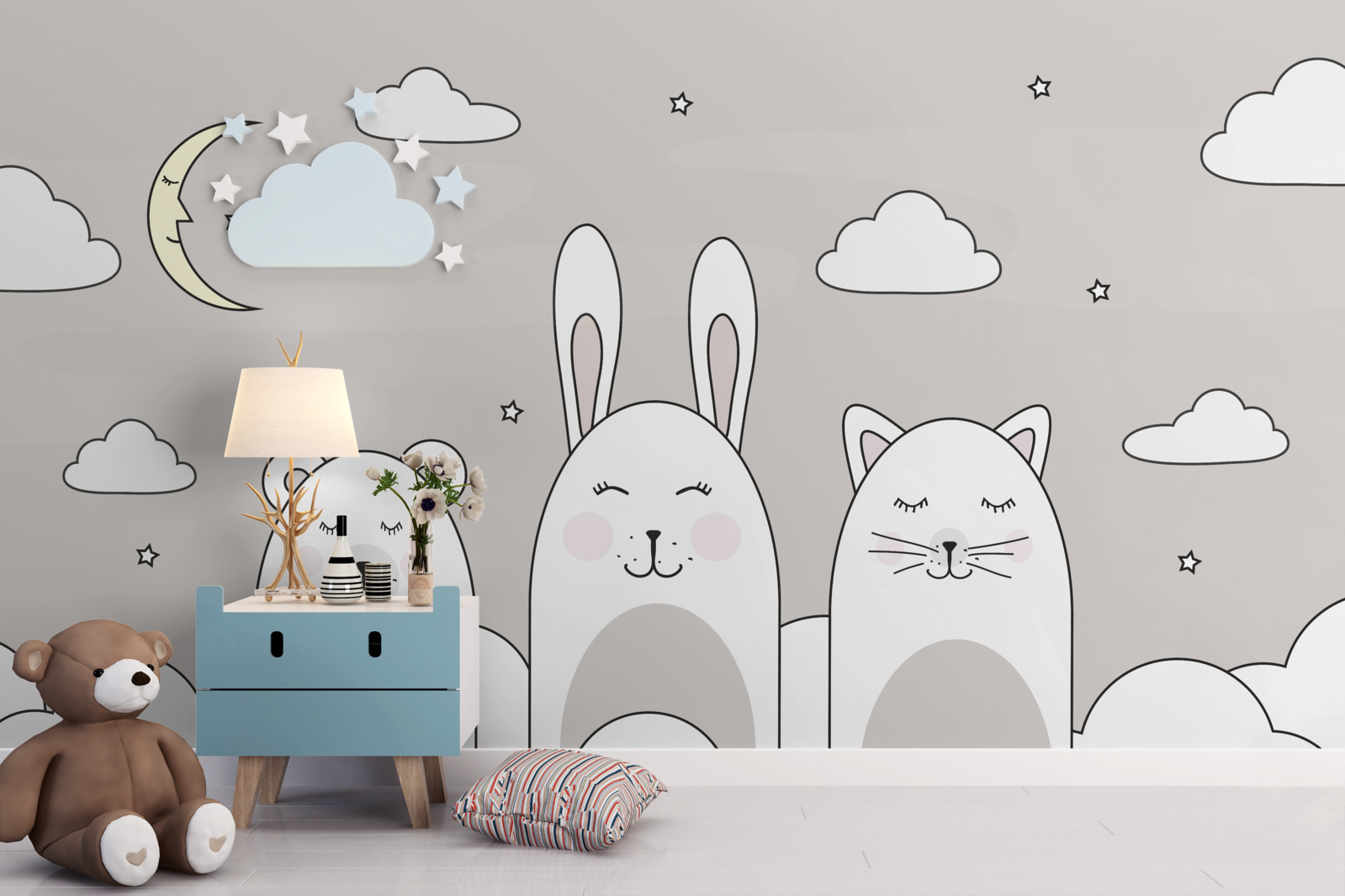 Papier peint De mignons petits animaux s'endorment