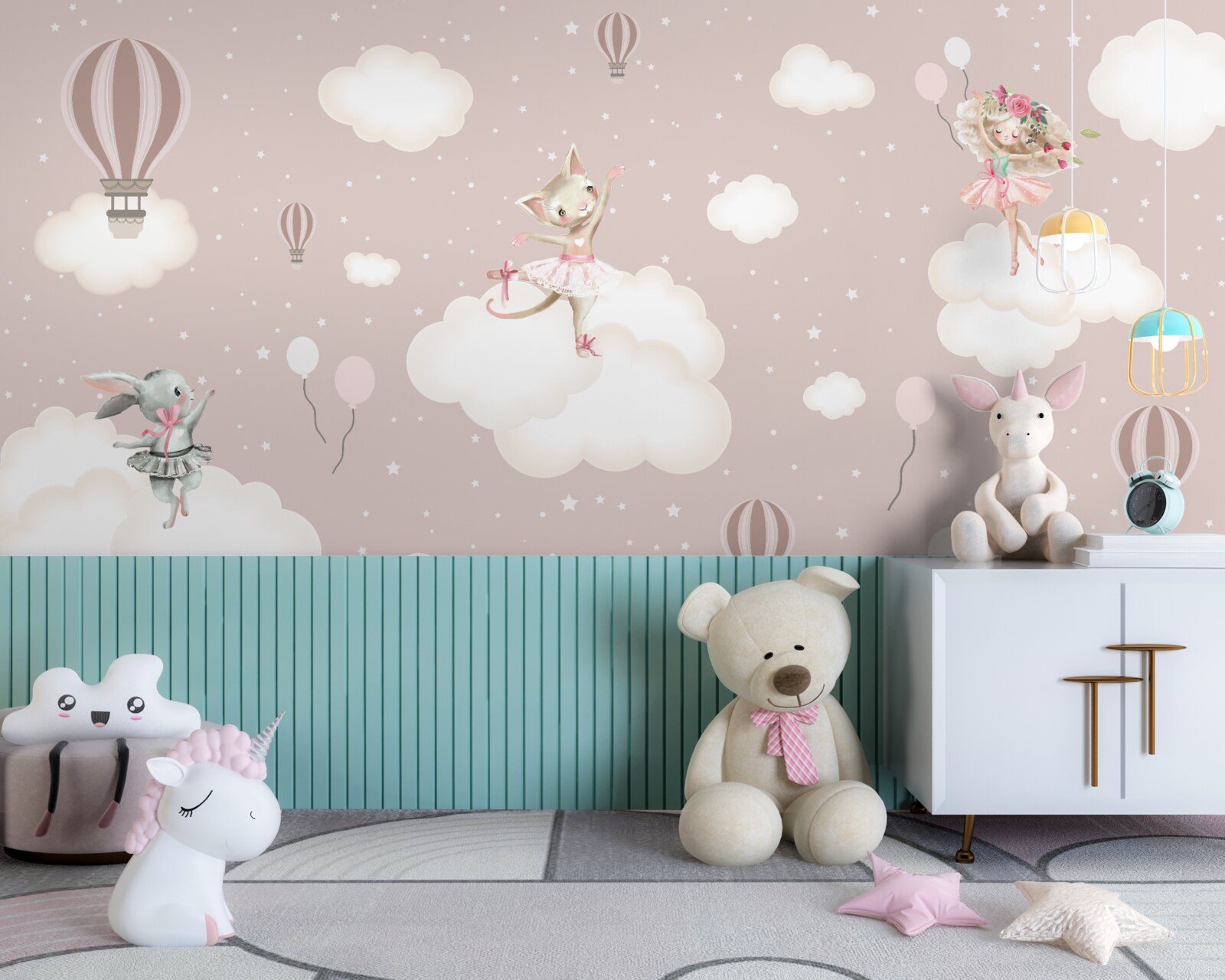 Papier peint Des créatures enchanteresses illuminent les nuages