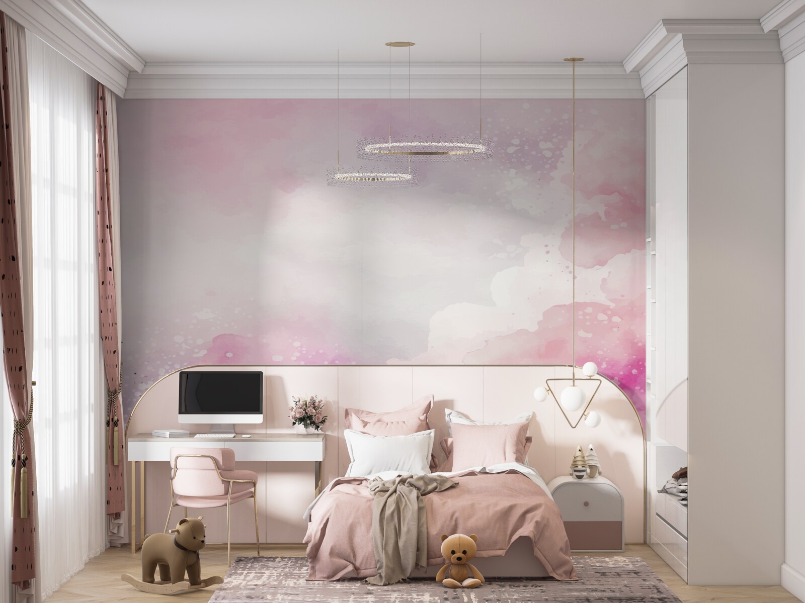 Papier peint fond doux dans les tons roses de l'aquarelle