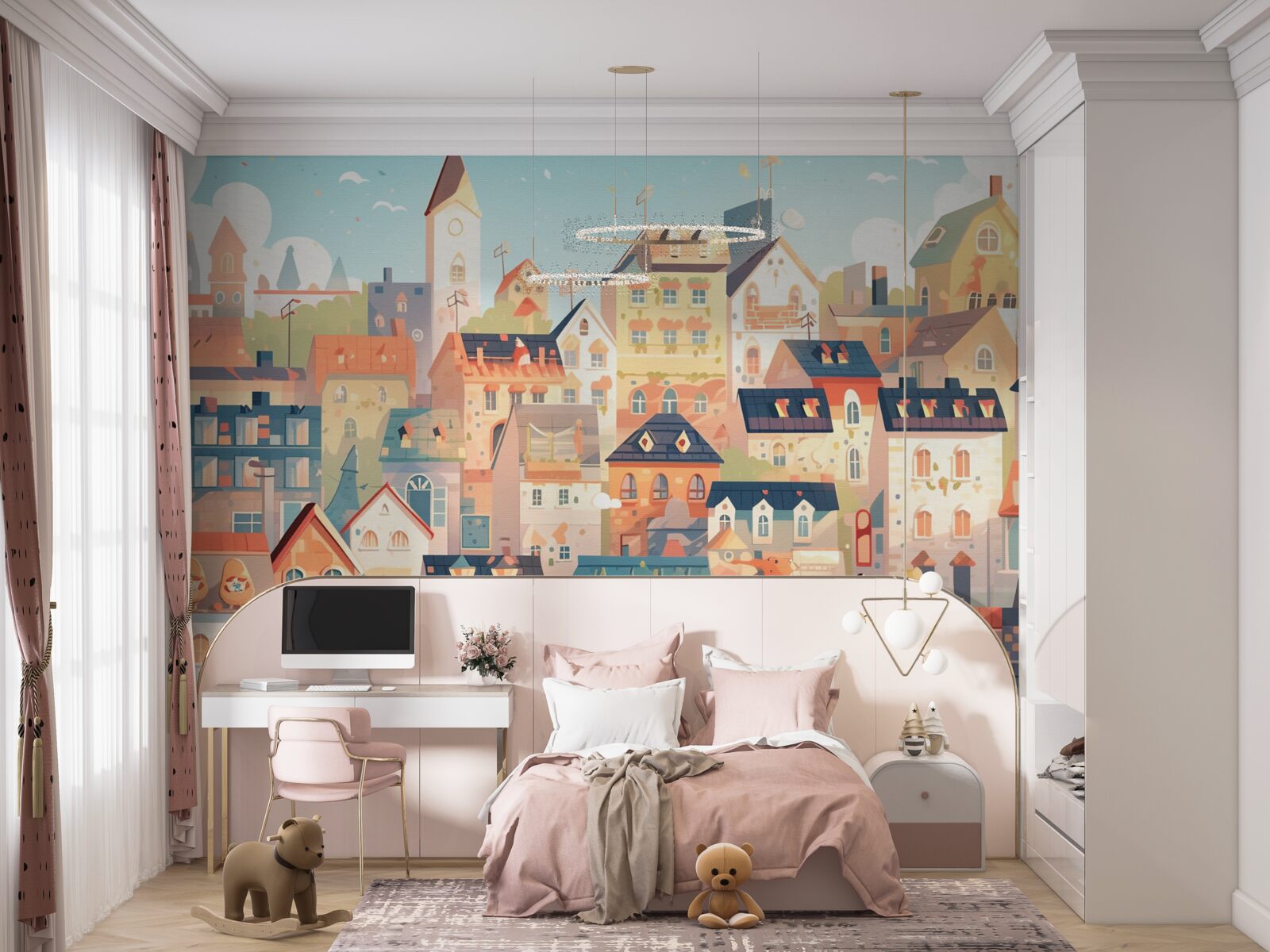 Papier peint toits des maisons urbaines