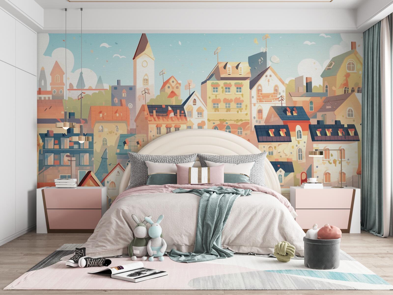 Papier peint toits des maisons urbaines