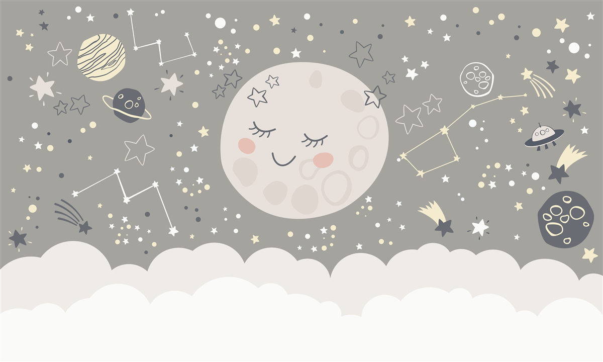 Papier peint pleine lune avec paupières fermées