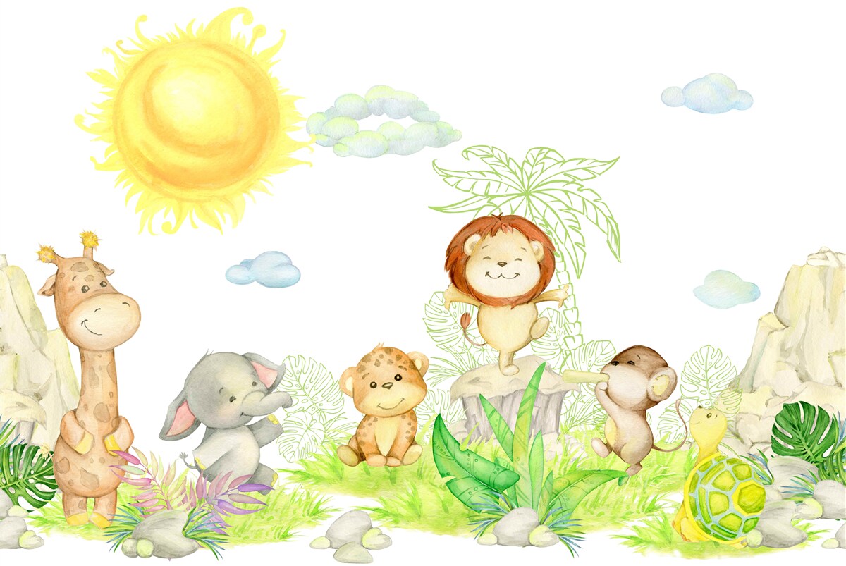 Papier peint les petits animaux s'amusent