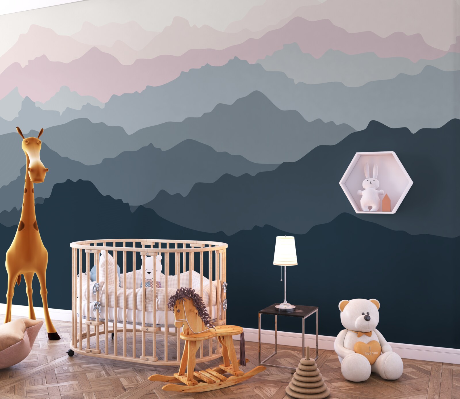Papier peint silhouettes de montagne en différentes teintes