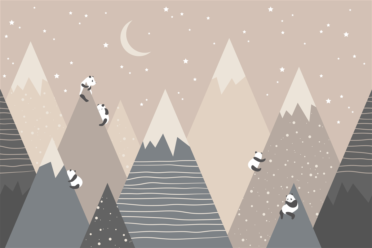 Papier peint les pandas escaladent les montagnes