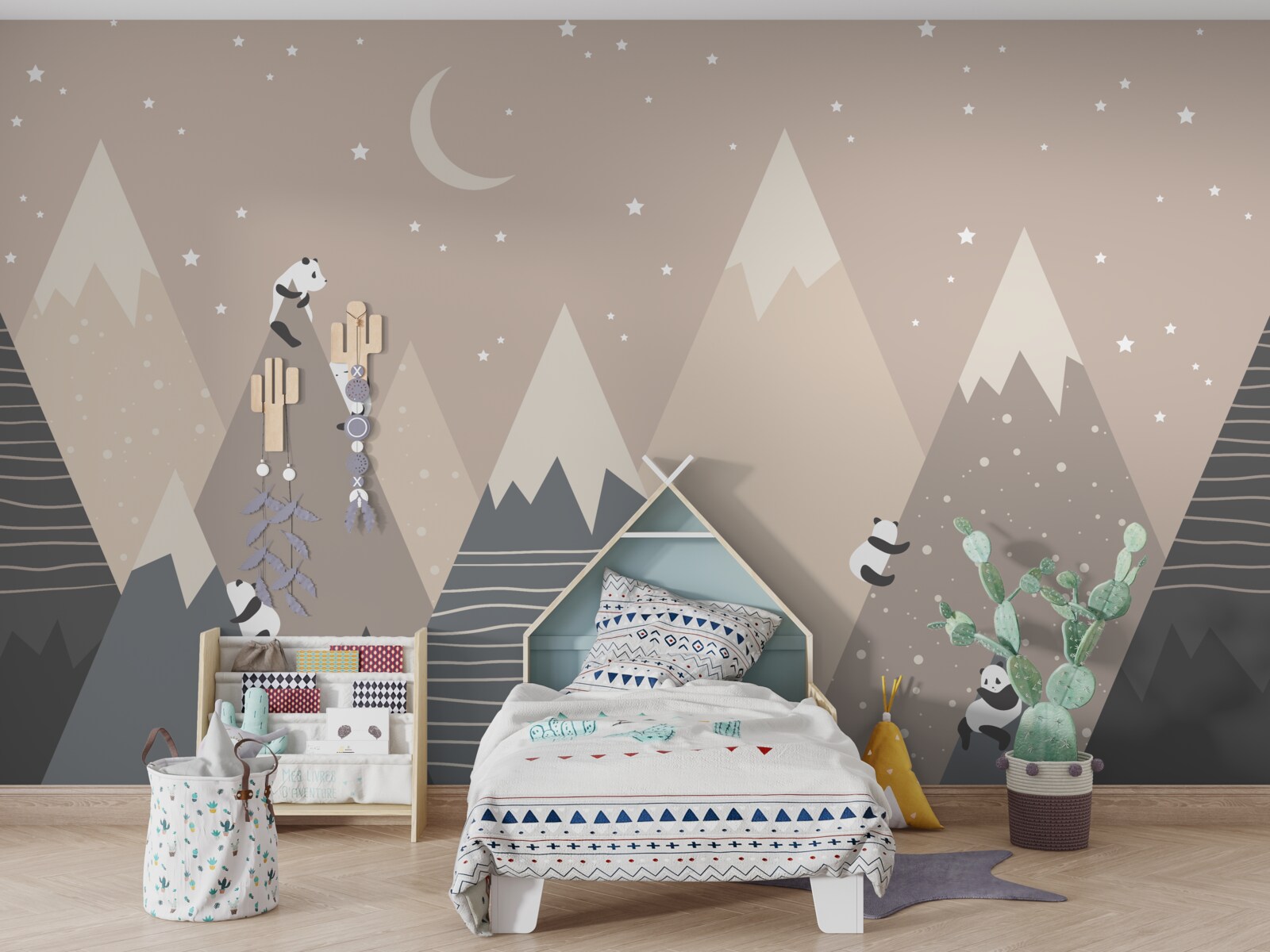 Papier peint les pandas escaladent les montagnes