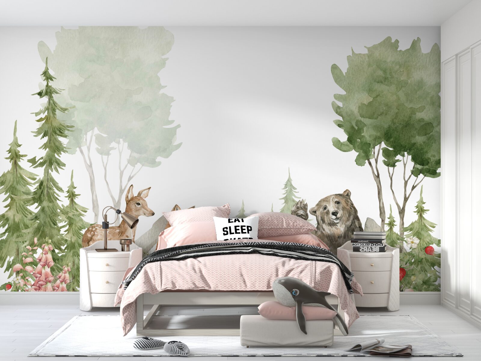 Papier peint ours, rennes et renards dans la nature