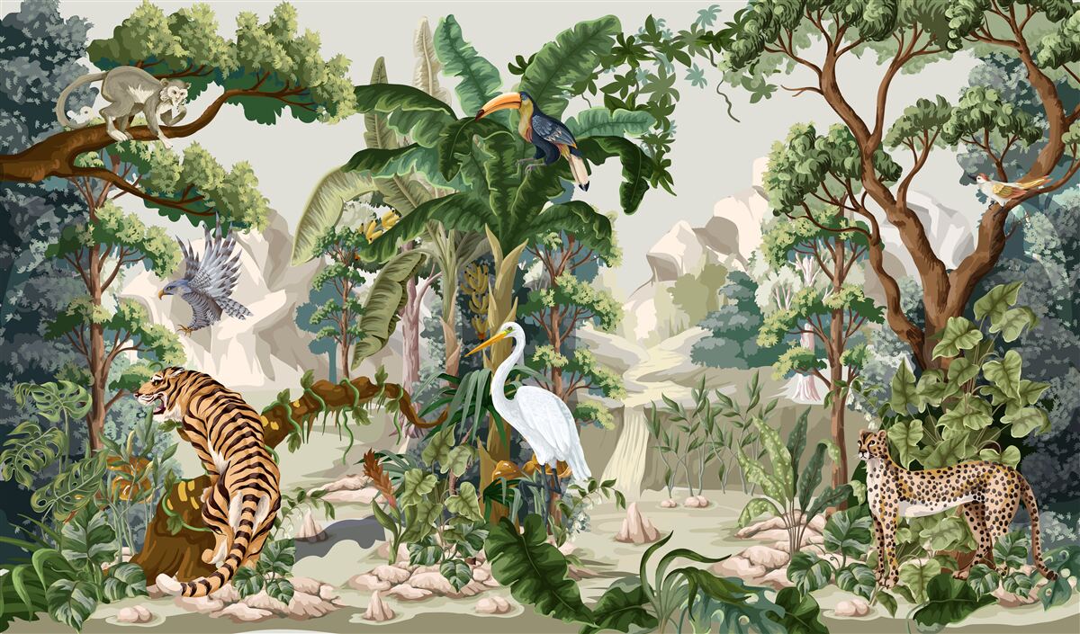 Papier peint flore et faune