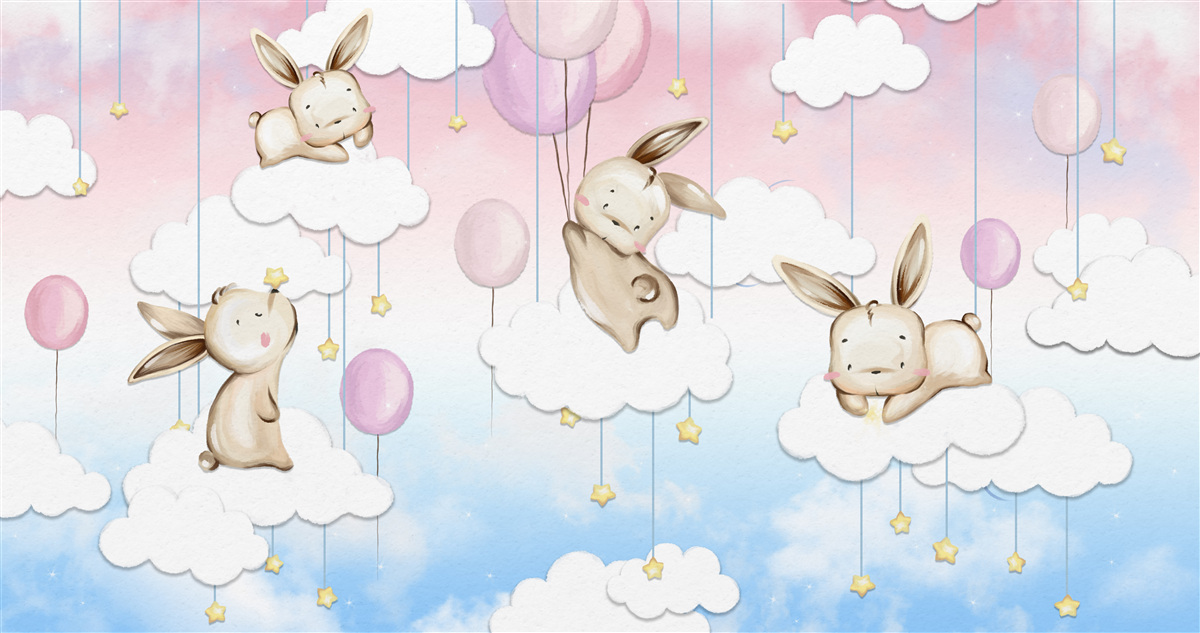 Papier peint des lapins dans les nuages