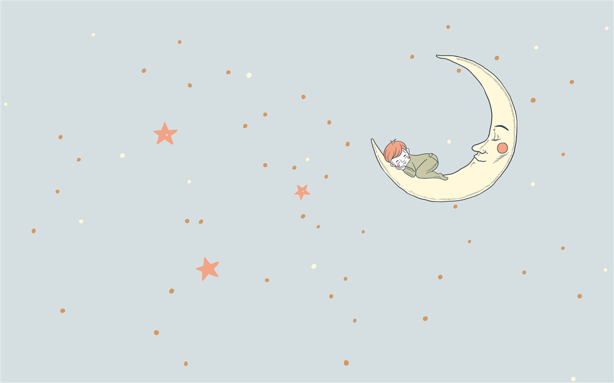 Papier peint l'enfant s'endort au clair de lune
